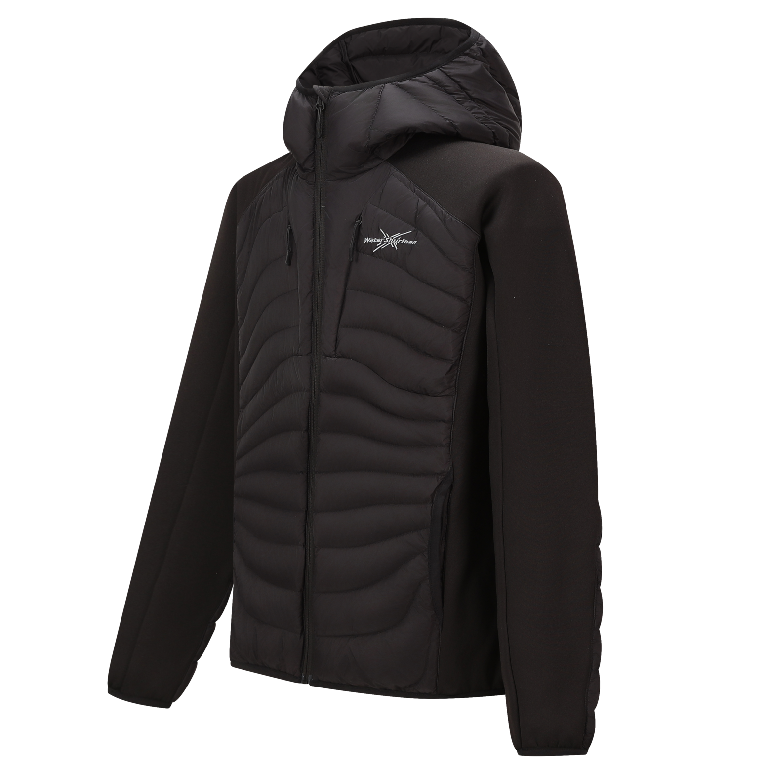 700FP Curved Panel Hooded Down Jacket Blk