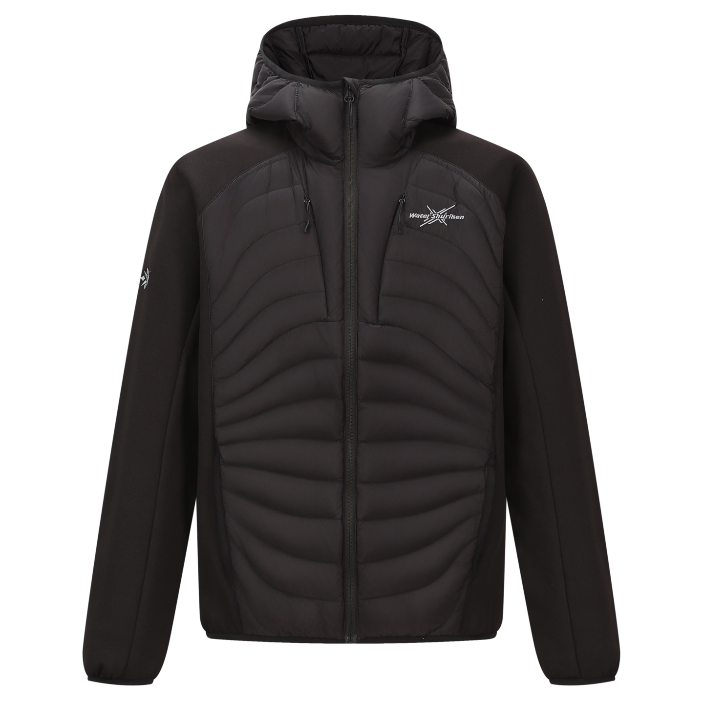700FP Curved Panel Hooded Down Jacket Blk